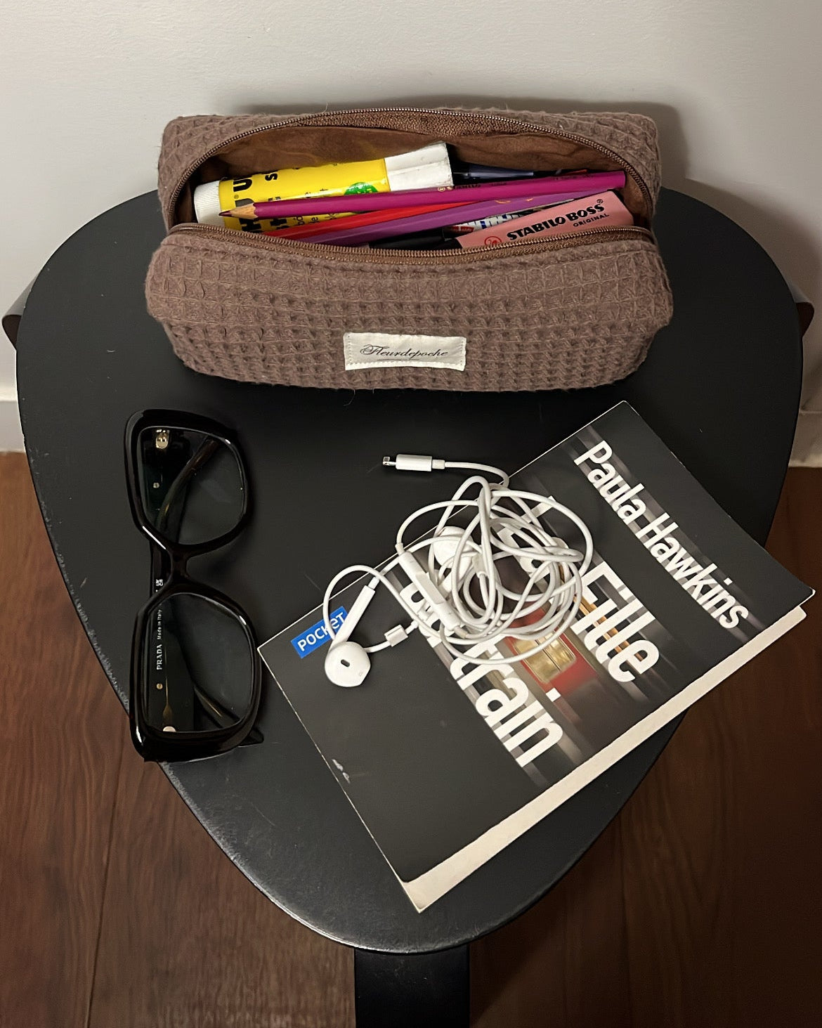 Pencil & brushes case "nid marron"