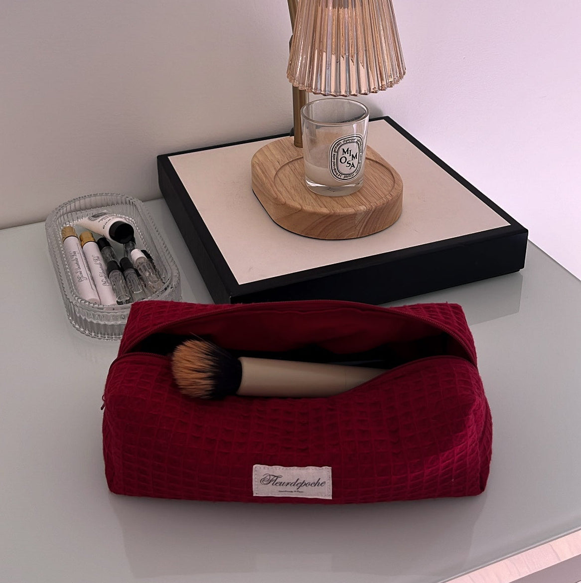 Brush & Pencil case "nid bordeaux"