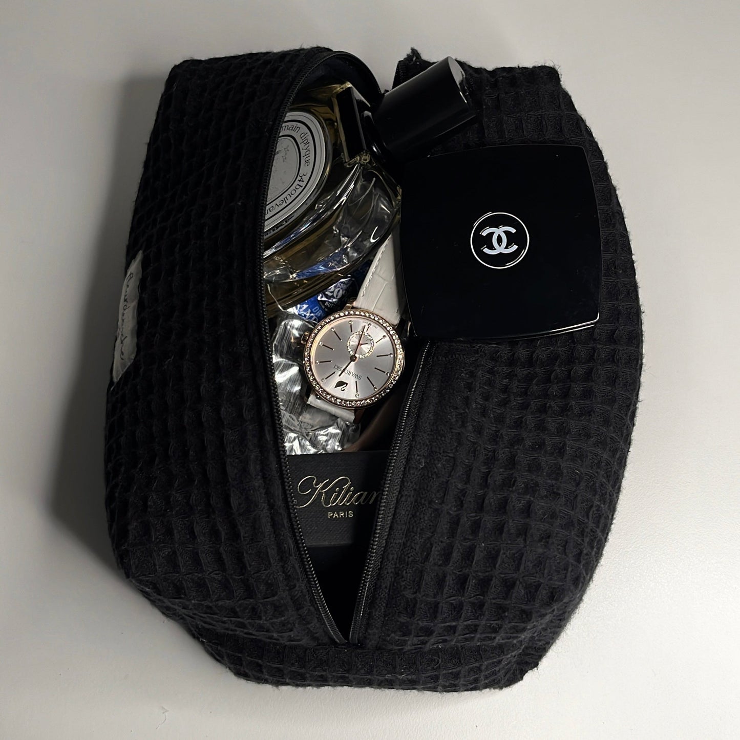 Black waffle makeup bag – fleurdepoche