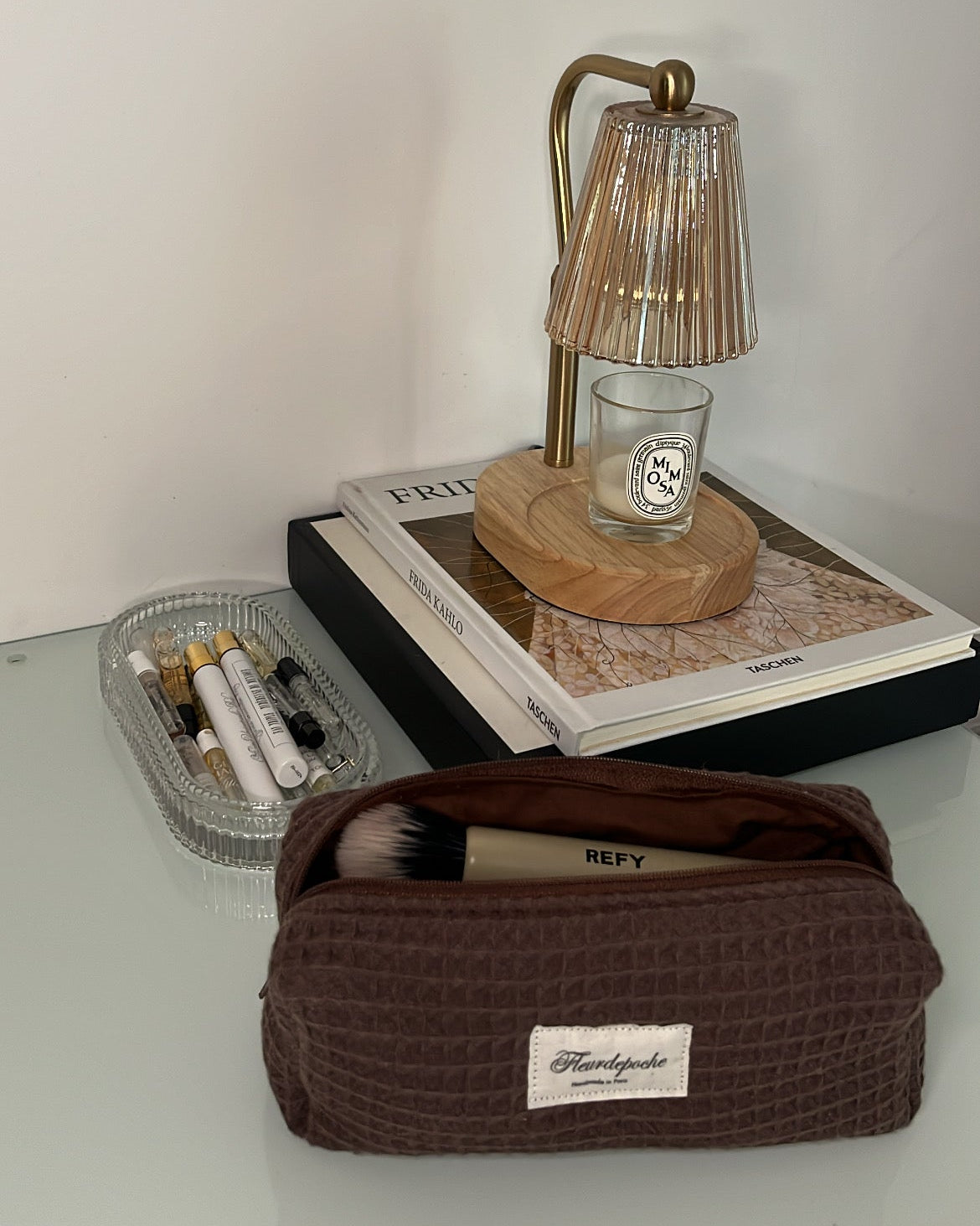 Pencil & brushes case "nid marron"